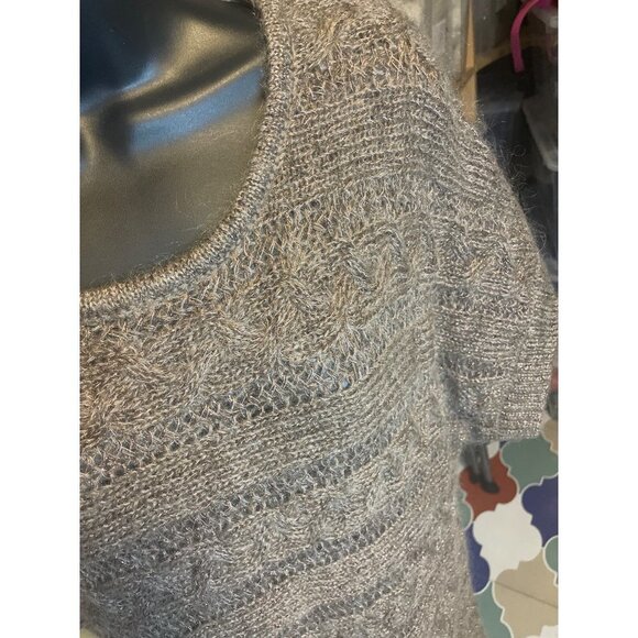 Express Brown Mohair Blend Short Sleeved Metallic Thread Tunic Sweater Dress Sz - Picture 4 of 9